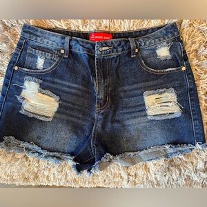 GoGo Jeans Distressed Denim Shorts Size 13/31 Raw Hem
